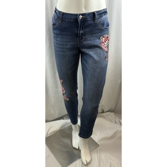 Kensie Jeans‎ Blue Denim Embroidered Floral Skinny Fit 10/30 Streetwear 67-39 - Picture 10 of 14